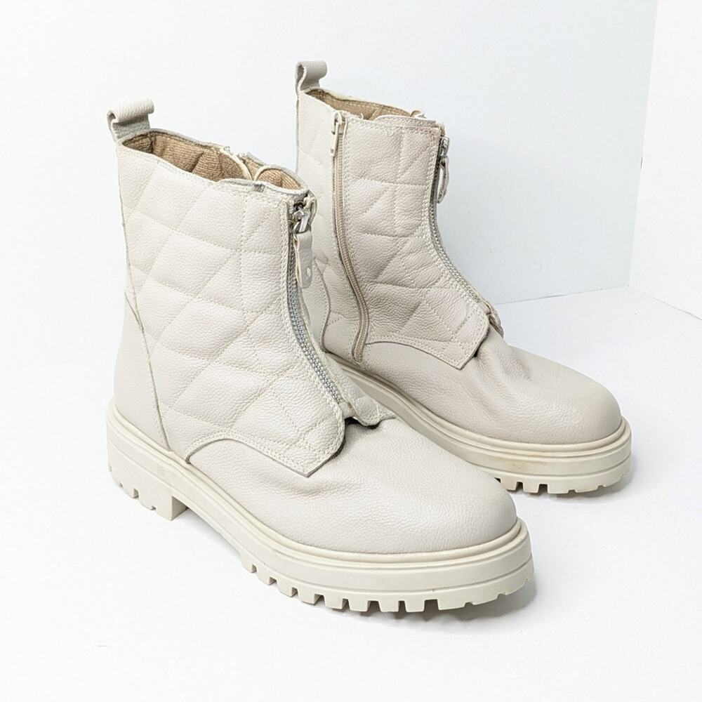 Alberto Torresi Malissa Front Zip Boots, Off White, Women's 40 EU (US 9)
